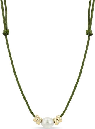 Zo&euml; Chicco Baroque Cultured Pearl Paracord Necklace in 14K Yellow Gold /White Pearl at Nordstrom, Size 26