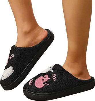 Generic Ghost Slippers Women Boo Slippers Cute Halloween Slipper Home Couple Slipper Warm Festival Sliders Slip-On House Shoes Plush Fuzzy Cushion Sliders For
