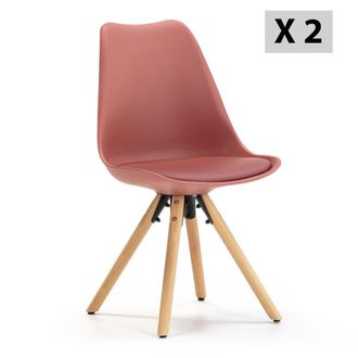 HOMN Set de 2 sillas comedor estilo n&oacute;rdico rojo, 54 x 49 x 84 cm