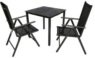 ebuy24 Vcm 3 Piezas Conjunto De Muebles De Jard&iacute;n Grupo De Asientos Grupo De Comedor 1xmesa, 2x Sillas Mesa Dimensiones Aprox. Al. 76 X An. 80 X P. 80 Cm Sil
