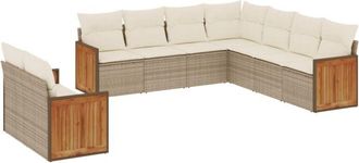vidaXL Set De Sof&aacute;s De Jard&iacute;n 9 Pzas Con Cojines Rat&aacute;n Sint&eacute;tico Beige Vidaxl