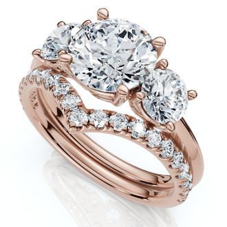 Pompeii3 Certified 2 1/2Ct Athena Engagement & Wedding Ring Set 14k Gold or Pt Lab Grown
