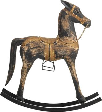 Wanderlust Deco Caballo Balanc&iacute;n De Madera Acabado Artesanal Negro 73x20x84h Cm