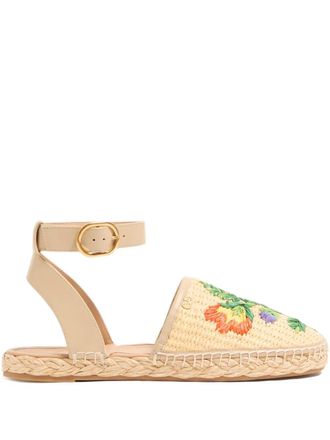 Valentino Garavani Bribri floral-embroidered espadrille - Neutrals