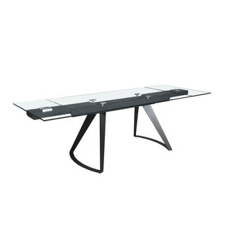 Angel Cerd&aacute; Mesa comedor extensible rectangular cristal templado y acero negro