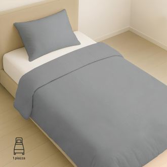 KASANOVA Parure copripiumino singolo grigio Jersey melange