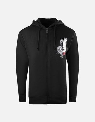 Roberto Cavalli Mens Cavalli Class Large Tiger Design Black Zip Up Hoodie - Size: 40