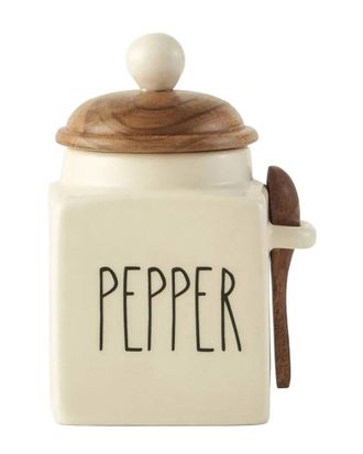 Bella Maison Pepper Ceramic Jar With Acacia Lid & Spoon