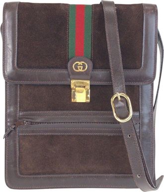 Gucci Brown Suede Sherry Line Shoulder Bag (Authentic Pre-Loved)