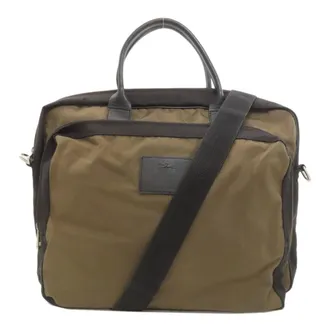Longchamp Black Khaki Nylon Briefcase (Pre-Owned)