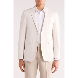John Varvatos Pinstripe Notch Lapel Stretch Cotton Blazer in Cream at Nordstrom Rack, Size 36 Regular