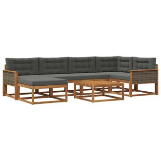 vidaXL Conjunto De Sof&aacute;s De Exterior 7 Pcs Natural Y Antracita Vidaxl