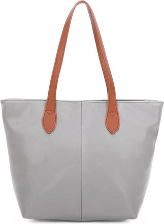 Generic Vegan Leather Tote Bag, Womens Shoulder Bag with Contrast Straps, Satchel 38x28x14 cm (Light Grey)