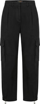 Moorer Comfortabele Wijde Broek - Dames - Broeken - Zwart - S - Katoen - Broeken