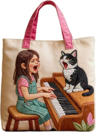 Generic Vintage Quilted Tote Bag for Women, Aesthetic Cotton Shoulder Bag with Literary Book & Floral Embroidery Lightweight Hobo Purse for World Book Day & M