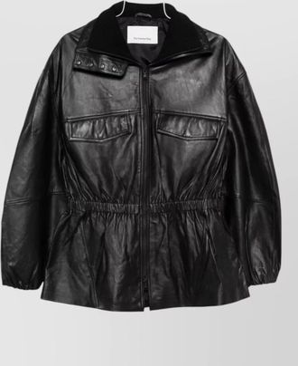 Frankie Shop lamb leather funnel neck jacket
