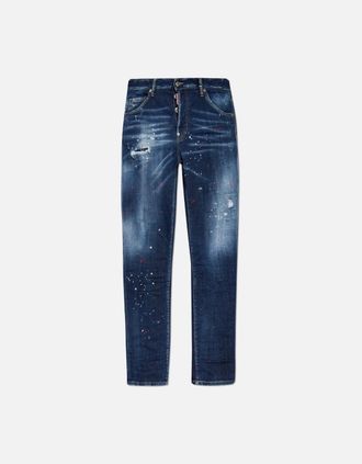 Dsquared2 Mens Dsquared2 Navy Blue Cool Guy Jeans Paint splatter Design - Size: 34/32