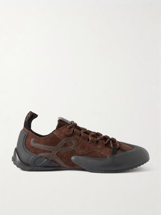 Loewe Sneakers In Camoscio Con Finiture In Pelle E Tpu Grip - Marrone