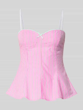 Gina Tricot Slim Fit Top mit Zierschleife in Pink, Gr&ouml;&szlig;e XL