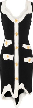 Moschino trompe loeil-motif midi dress - women - Elastane/Viscose/Virgin Wool - 40 - Black