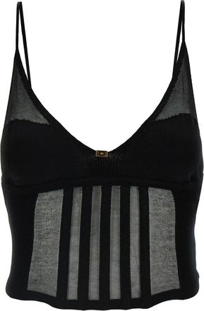 Elisabetta Franchi Dames, Tops, Zwart, Maat: XL Katoen