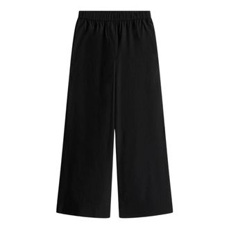 Tommy Hilfiger Broeken, Dames, Zwart, XS, Katoen, Poplin Wide Leg Pant