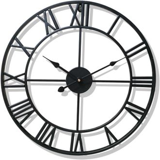 OEM Reloj De Pared Negro De Estilo Vintage, Redondo, De Metal, Pr&aacute;cticamente Silencioso, Sin Tictac, Con N&uacute;meros Romanos, Ideal Para Sal&oacute;n, Dormitorio, Co