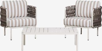 Sklum Conjunto De Jard&iacute;n Con 2 Sillones En Cuerda Trenzada Tevary Y Mesa De Centro En Aluminio Boleni Sklum
