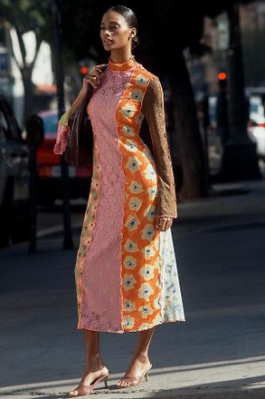 CeliaB Long-Sleeve Mesh Midi Dress