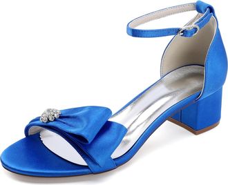 Generic Womens Block Heel Wedding Shoes Peep Toe Bridal Wedding Party Dress Low Heel 4.5Cm,Royal Blue,10 UK