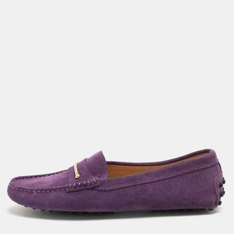 Tod's Tods Purple Suede Embellished Loafers