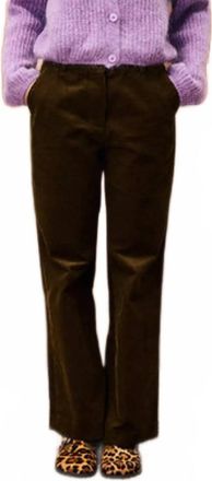 FRNCH Jonquille Velvet Cordurpy Straight Pant In Kaki