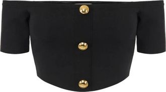 Elisabetta Franchi Crop Top - Dames - Blouses - Zwart - M - Overhemden