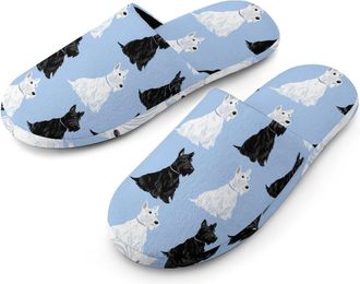 Generic Scottish Terrier Dogs Mens Cozy Memory Foam Slippers Warm Cotton House Shoes Comfy Slipper for Indoor Outdoor