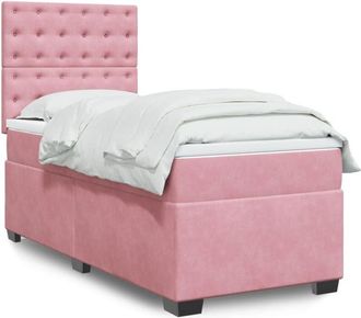 vidaXL Vidaxl - Cama Box Spring Con Colch&oacute;n Terciopelo Rosa 100x200 Cm