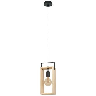 Eglo Eglo - Famborough Slim Pendant Ceiling Light Black, Natural