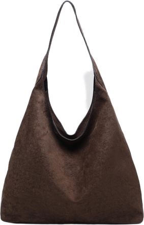 Generic Vegan Suede Slouch Hobo Shoulder Bag, Multiple Colors, Relaxed Silhouette, Model GS-25458, 45x40x35cm (D.Green(Taupe))