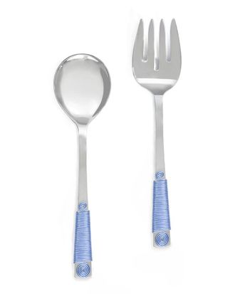 Tiramisu Sapphire Blue Wrapped Salad Server Set