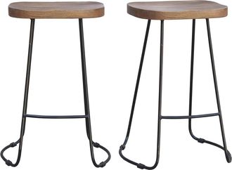 Miliboo Miliboo - Taburetes De Bar Mango Y Metal 65 Cm (lote De 2) Runko