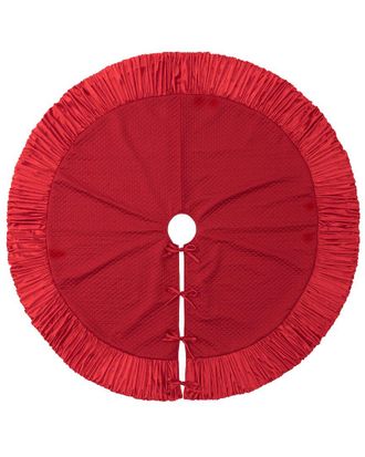 Glitzhome 72In Red Velvet Ruffled Tree Skirt
