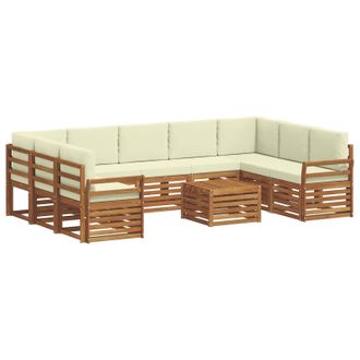vidaXL Conjunto De Sof&aacute;s De Exterior 10 Uds. Natural Y Crema Vidaxl