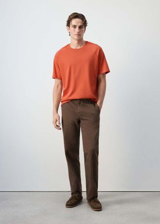 Mango Maglietta relaxed-fit misto cotone lino rosa geranio - Uomo - XXL - MANGO MAN