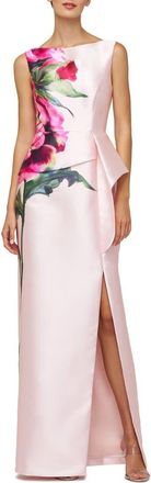 Kay Unger Luciana Placed Floral Column Gown in Blush at Nordstrom, Size 12