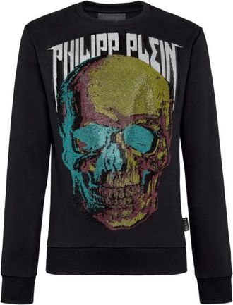 Philipp Plein Sweatshirt LS Skull - Heren - Sweatshirts - Zwart - L - Katoen - Hoodies & sweatvesten