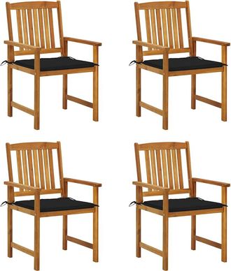 vidaXL Sillas De Jard&iacute;n Con Cojines 4 Unidades Madera Maciza De Acacia Vidaxl