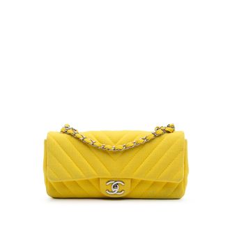 Chanel Yellow Chevron Jersey East West Flap