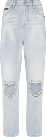 Philipp Plein Jeans, Dames, Blauw, W29, Denim, Denim Broeken Loose Fit Heart
