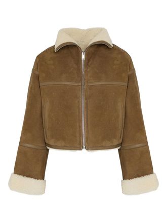 Yves Salomon shearling-trimmed suede jacket - women - Lamb Shearling/Lamb Shearling - 38 - Brown