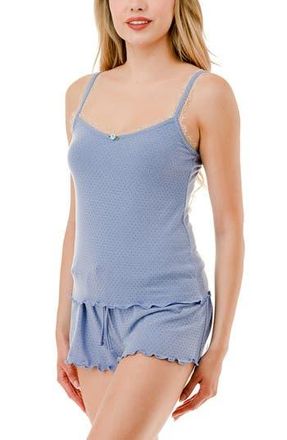 MARCUS ADLER Pointelle Lace Trimmed Pajamas in Blue at Nordstrom Rack, Size X-Large