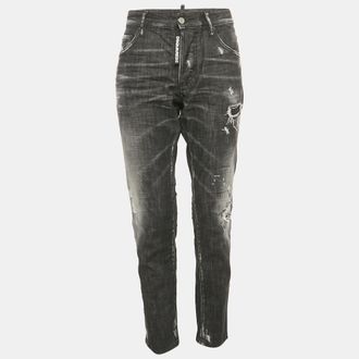 Dsquared2 Black Distressed Denim Dan Jeans S Waist
